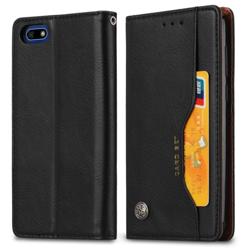 δερματινη θηκη Huawei Y5 2018 Μαύρο Θήκη Καρτών Απομίμησης Δέρματος