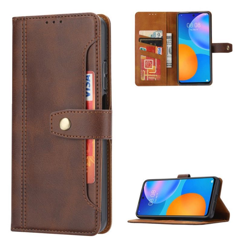 Κάλυμμα Folio Huawei P Smart 2021 Μαύρο Μπροστινή Κάρτα Με Λουράκι