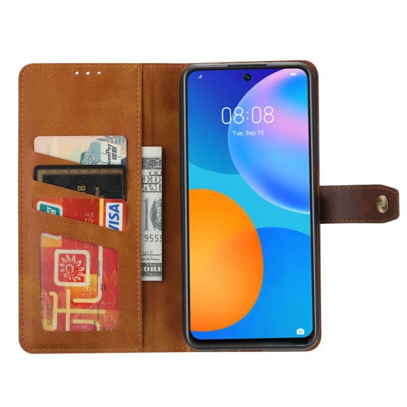 Κάλυμμα Folio Huawei P Smart 2021 Μαύρο Μπροστινή Κάρτα Με Λουράκι