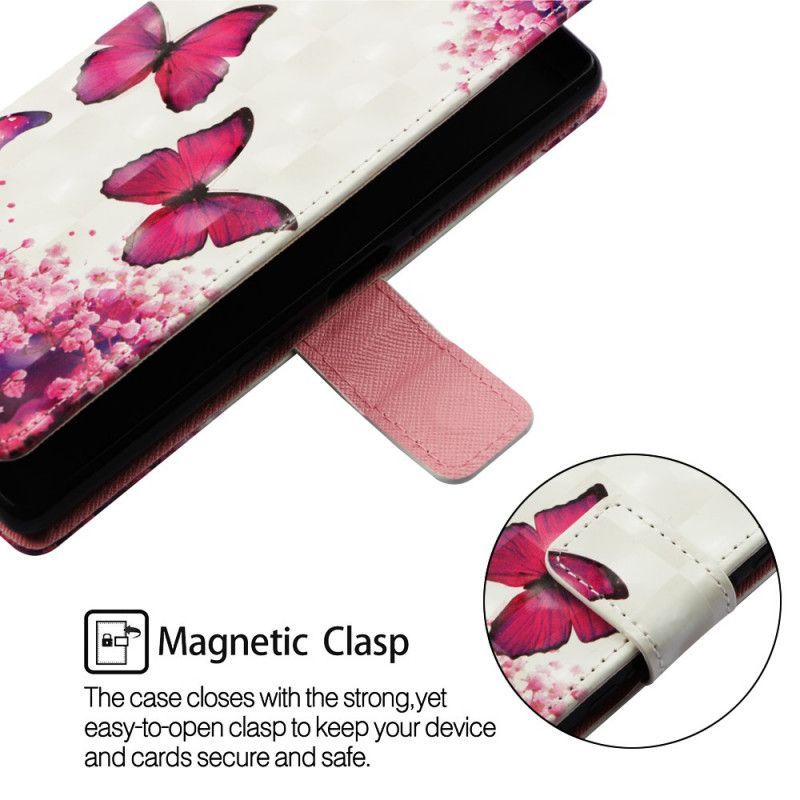 Κάλυμμα Folio Huawei Y7 2019 Θήκες Κινητών Τρισδιάστατες Κόκκινες Πεταλούδες