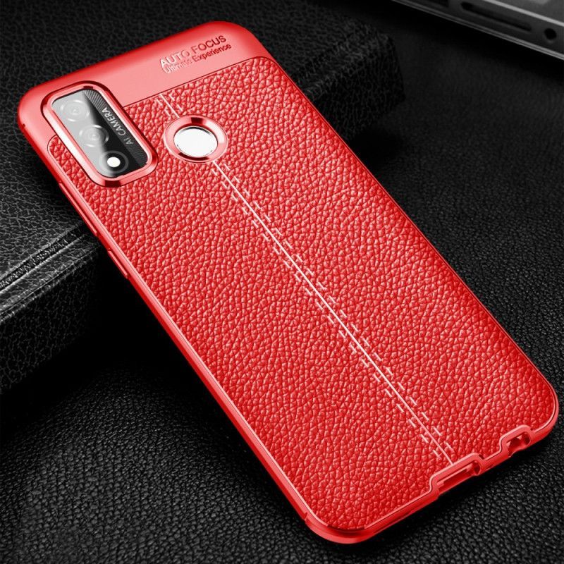 Κάλυμμα Για Huawei P Smart 2020 Μαύρο Εφέ Από Δέρμα Λίτσι Διπλής Γραμμής