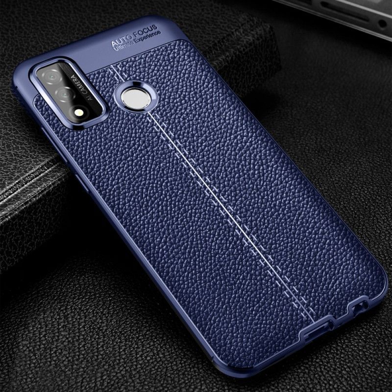 Κάλυμμα Για Huawei P Smart 2020 Μαύρο Εφέ Από Δέρμα Λίτσι Διπλής Γραμμής