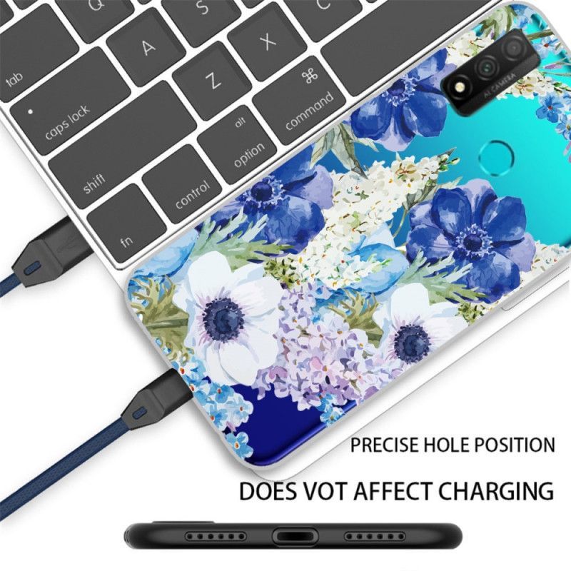 Κάλυμμα Huawei P Smart 2020 Χωρίς Ραφή Ακουαρέλα Μπλε Λουλούδια σιλικόνης