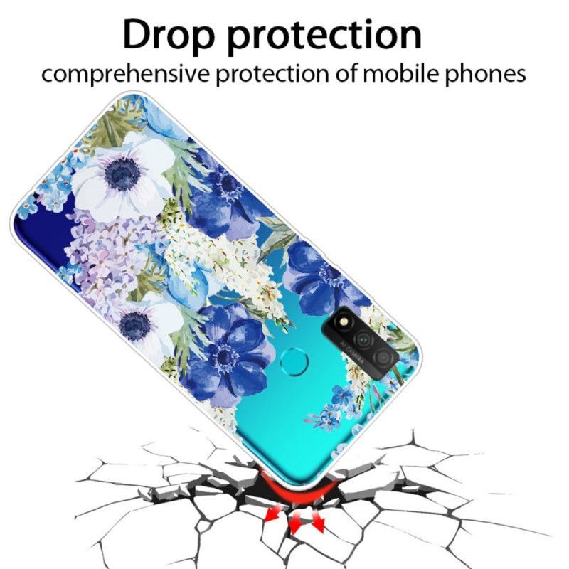 Κάλυμμα Huawei P Smart 2020 Χωρίς Ραφή Ακουαρέλα Μπλε Λουλούδια σιλικόνης