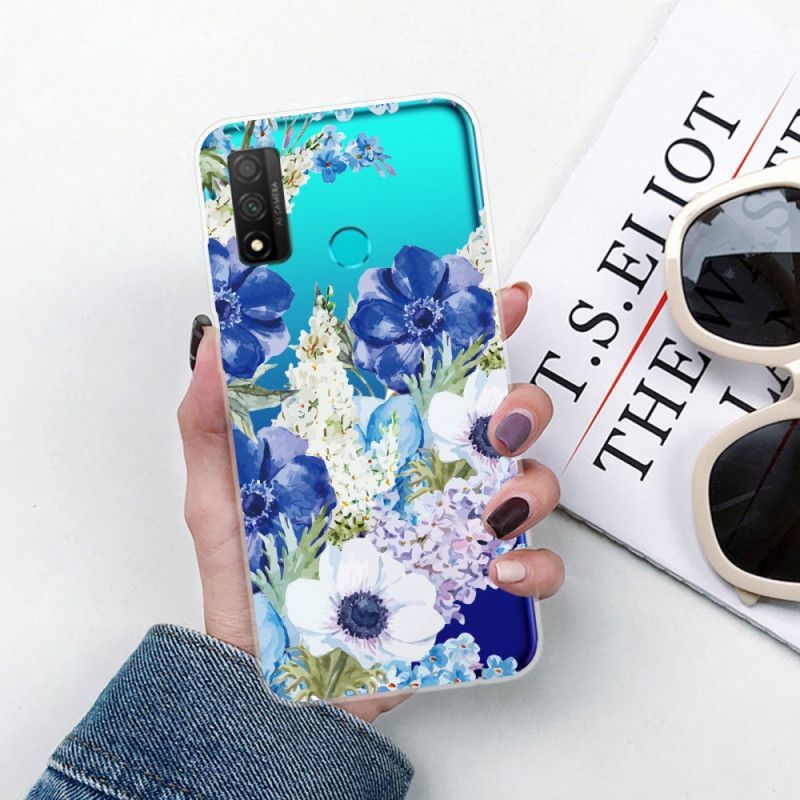 Κάλυμμα Huawei P Smart 2020 Χωρίς Ραφή Ακουαρέλα Μπλε Λουλούδια σιλικόνης