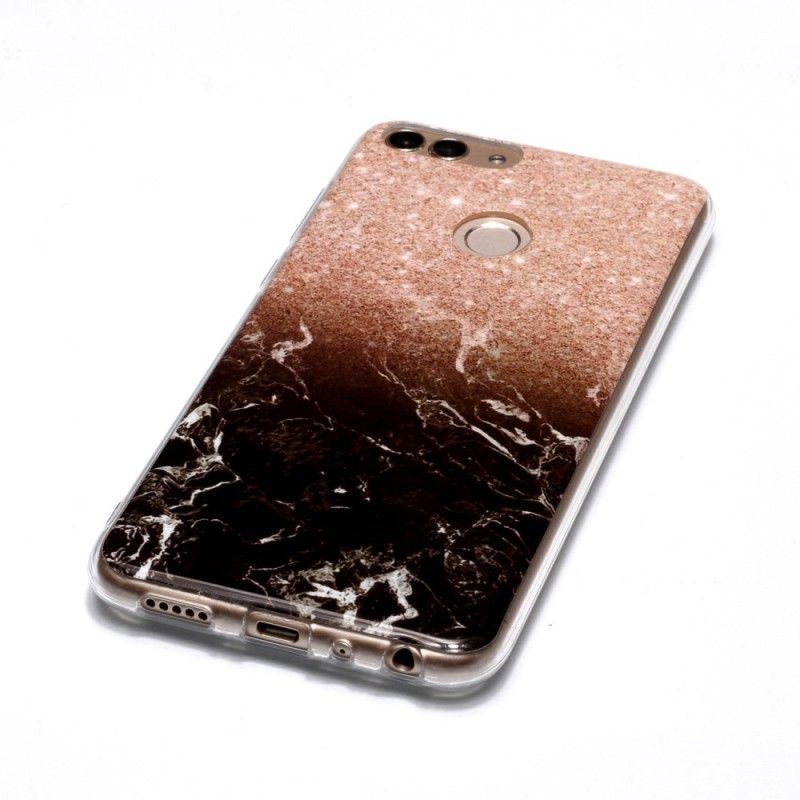 Κάλυμμα Huawei P Smart Μαύρο Μάρμαρο Γκλίτερ