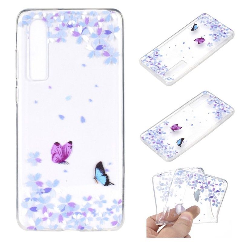 Κάλυμμα Huawei P30 Διάφανες Πεταλούδες Και Λουλούδια