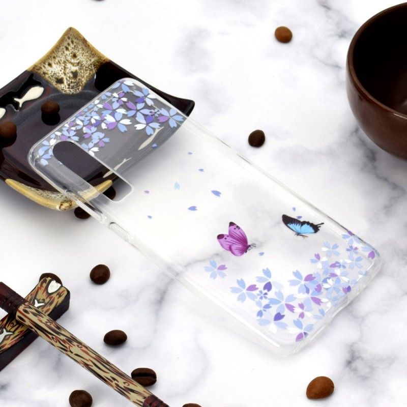 Κάλυμμα Huawei P30 Διάφανες Πεταλούδες Και Λουλούδια