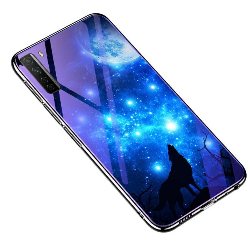 Κάλυμμα Huawei P40 Lite 5G Navy Blue Σκληρυμένο Γυαλί Και Ζωική Σιλικόνη