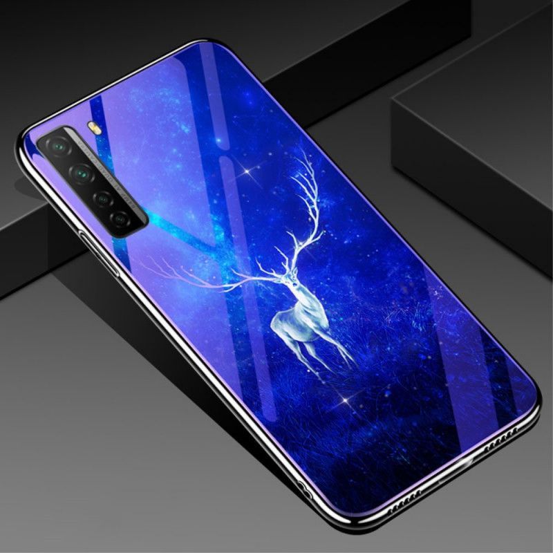 Κάλυμμα Huawei P40 Lite 5G Navy Blue Σκληρυμένο Γυαλί Και Ζωική Σιλικόνη