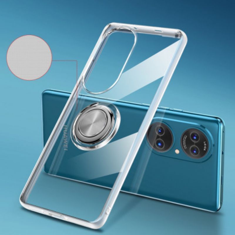 Κάλυμμα Huawei P50 Μαύρο Διαφανές Απλό Μεταλλικό Δαχτυλίδι Πρωτότυπος