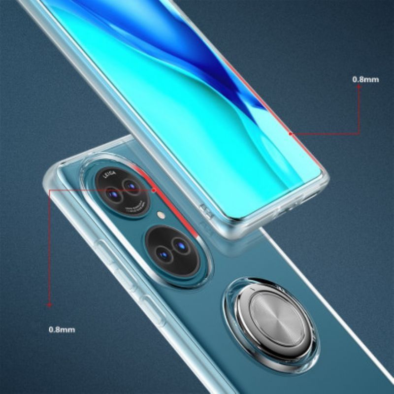 Κάλυμμα Huawei P50 Μαύρο Διαφανές Απλό Μεταλλικό Δαχτυλίδι Πρωτότυπος