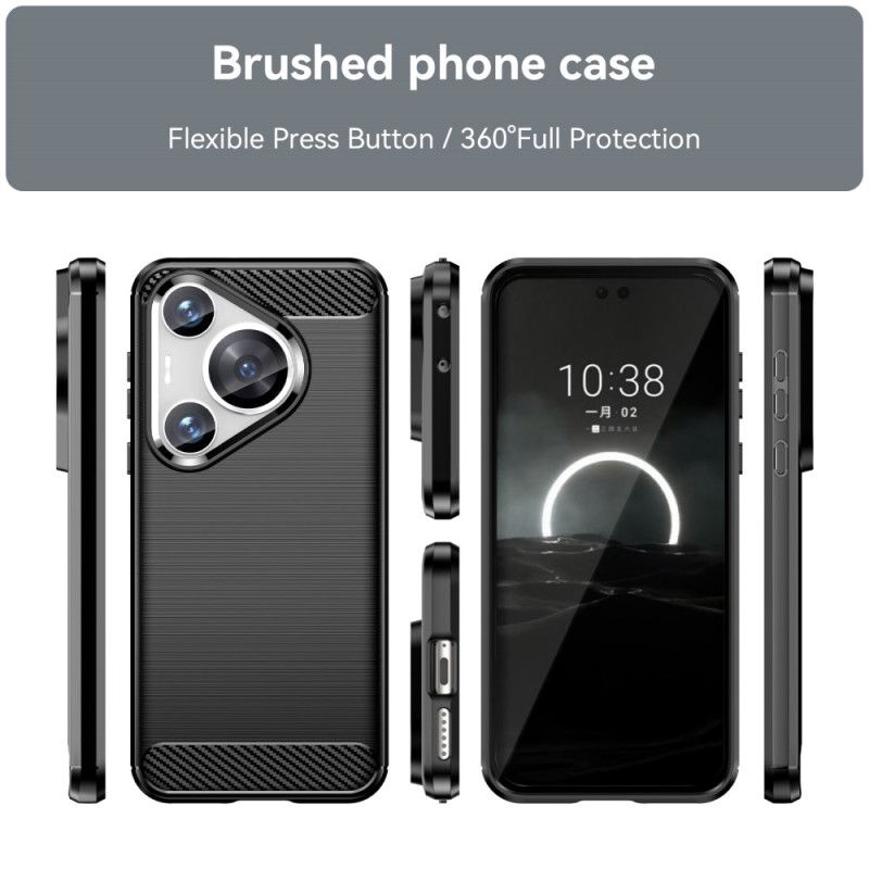 Κάλυμμα Huawei Pura 70 Pro Βουρτσισμένη Ίνα Άνθρακα Σιλικόνης