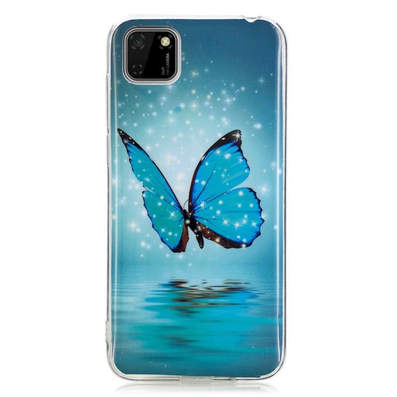 Κάλυμμα Huawei Y5p Φθορίζουσα Μπλε Πεταλούδα