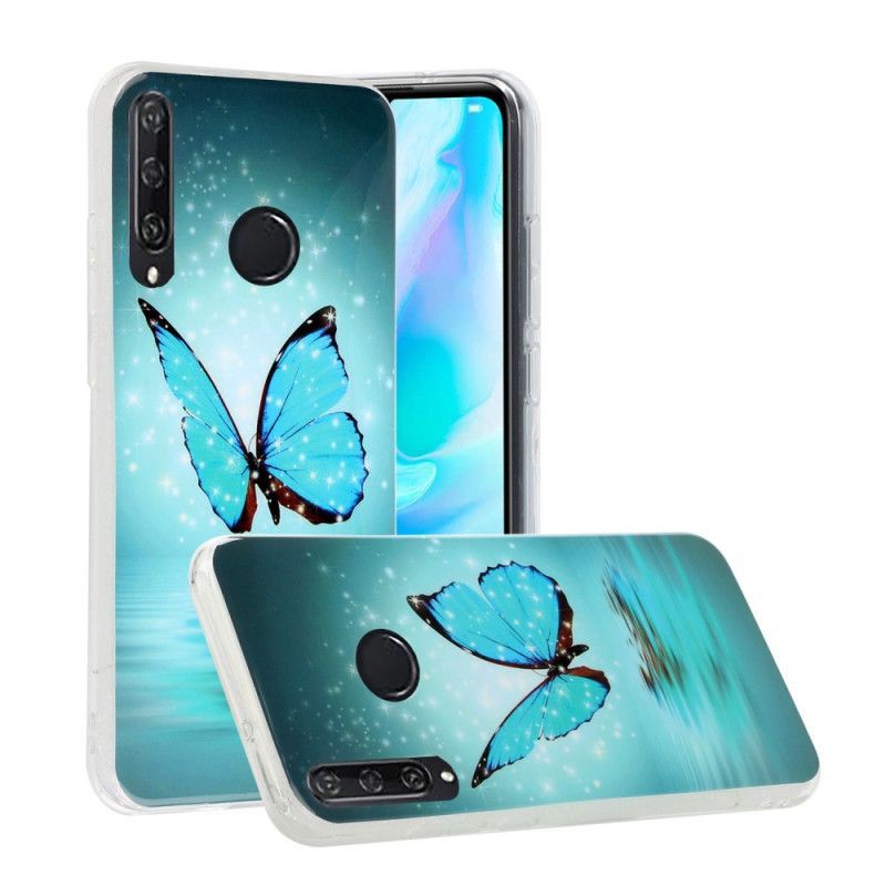 Κάλυμμα Huawei Y6p Φθορίζουσα Μπλε Πεταλούδα
