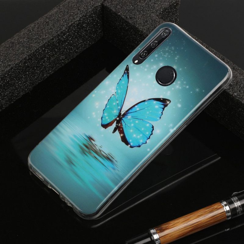 Κάλυμμα Huawei Y6p Φθορίζουσα Μπλε Πεταλούδα