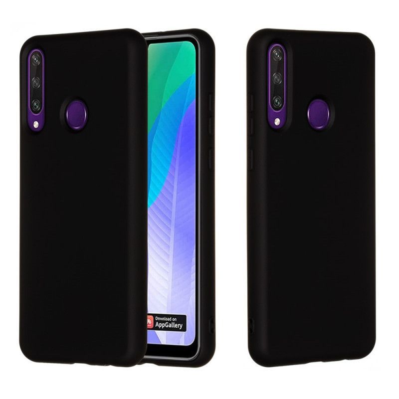 Κάλυμμα Huawei Y6p Μαύρο Υγρή Σιλικόνη Με Κορδόνι