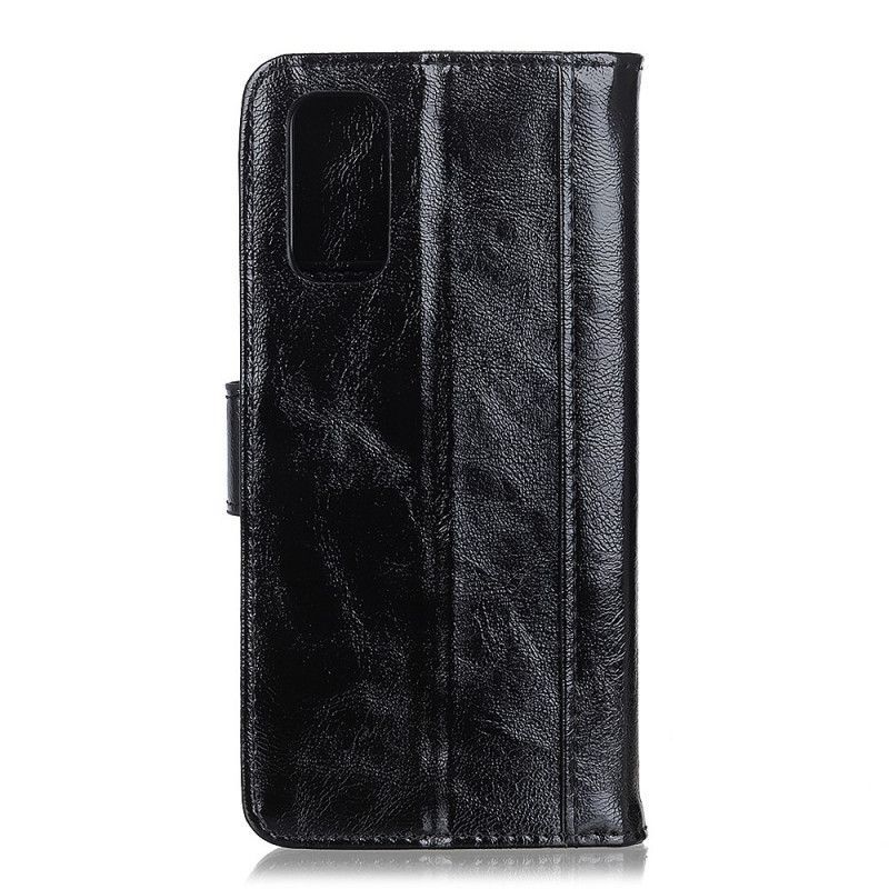 δερματινη Κάλυμμα Για OnePlus 9 Pro Μαύρο Γυαλιστερό Σπαστό Δέρμα