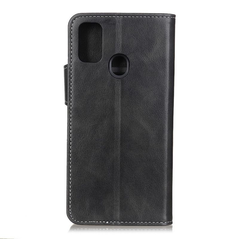 δερματινη Κάλυμμα Για OnePlus Nord N10 Μαύρο Καλλιτεχνικό Κουμπί Ραπτικής