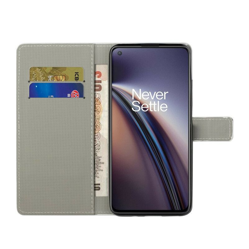 δερματινη Κάλυμμα OnePlus Nord 2 5G Ματζέντα Τροπικά Λουλούδια