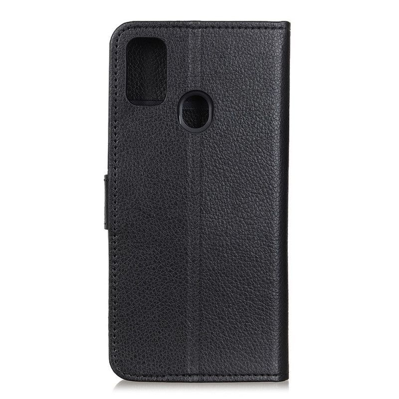 δερματινη Κάλυμμα OnePlus Nord N100 Μαύρο Παραδοσιακά Λίτσι σιλικόνης