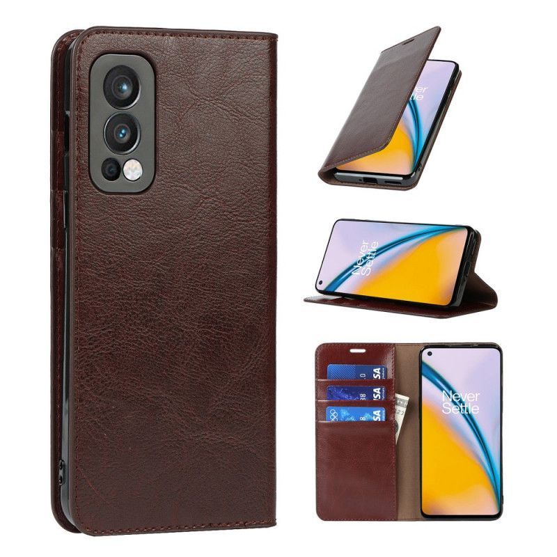 δερματινη θηκη Για OnePlus Nord 2 5G Μαύρο Γνήσιο Δέρμα