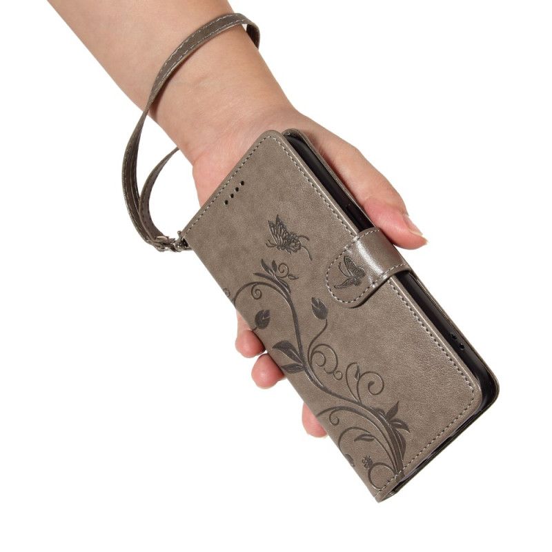 Δερματινη Θηκη Oneplus 13r Λουρί Με Λουλουδάτο Μοτίβο