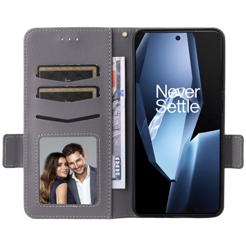 Δερματινη Θηκη Oneplus 13r Υφή Λίτσι Με Λουρί