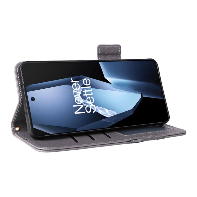 Δερματινη Θηκη Oneplus 13r Υφή Λίτσι Με Λουρί