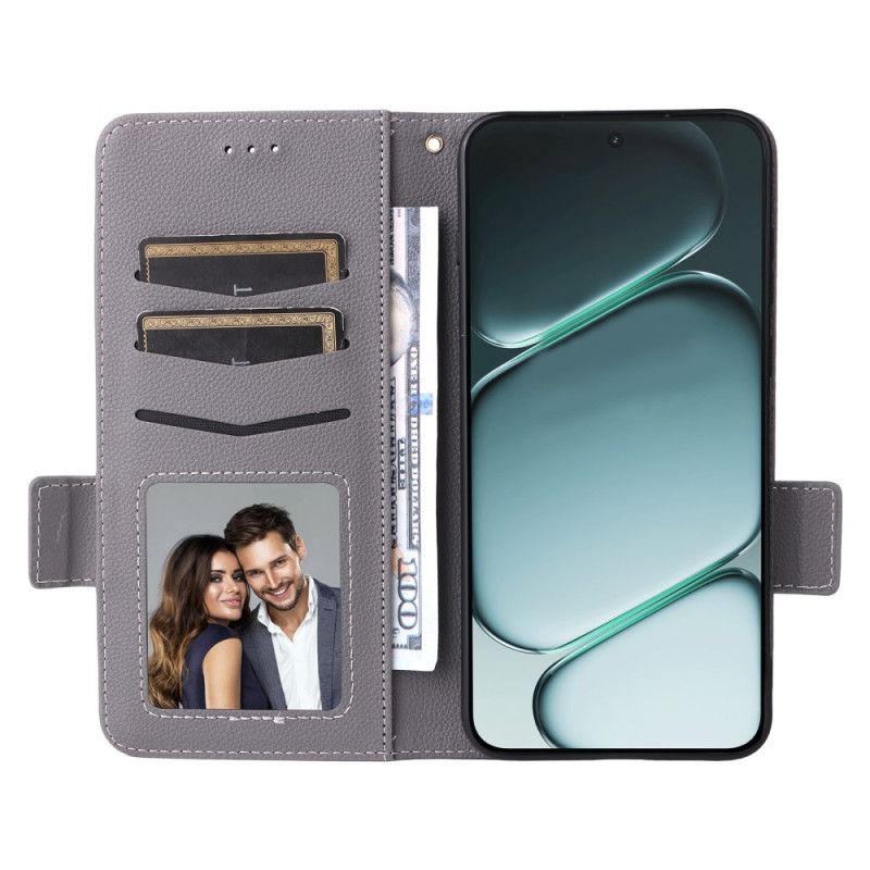 Δερματινη Θηκη Oneplus 15r Υφή Λίτσι Με Λουράκι