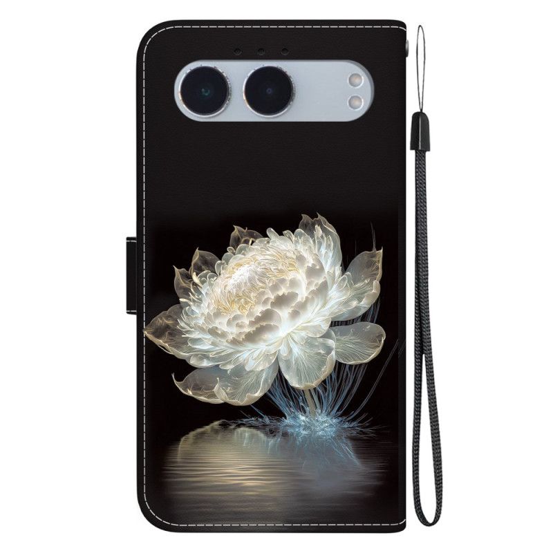 Δερματινη Θηκη Oneplus Nord 4 Κορδόνι Με Κρυστάλλινες Παιώνιες