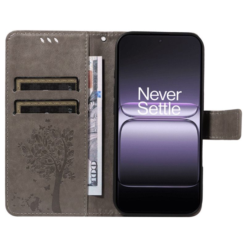 Δερματινη Θηκη Oneplus Nord 5 Γατόσπιτο Δέντρο Σιλικόνης