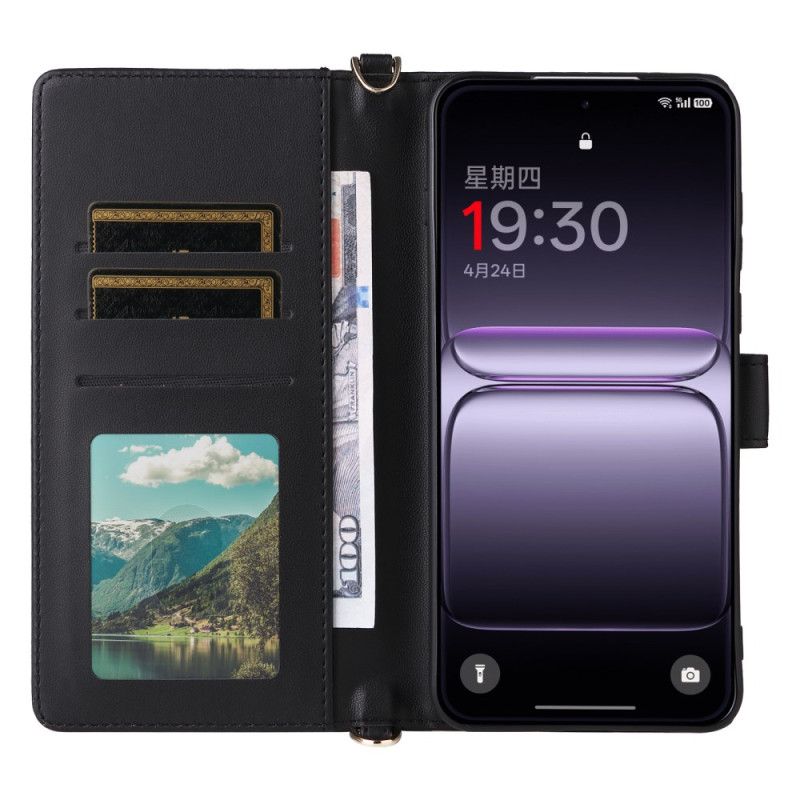 Δερματινη Θηκη Oneplus Nord 5 Καπιτονέ Με Ώμο Λουράκι Σιλικόνης