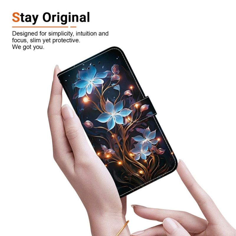 Δερματινη Θηκη Oneplus Nord 5 Μπλε Λουλούδια