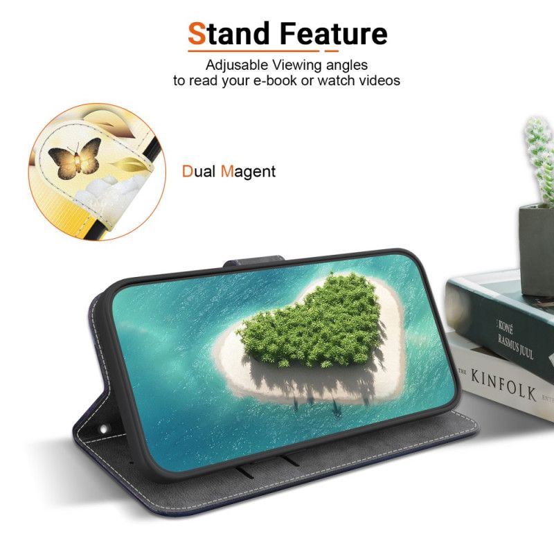 Δερματινη Θηκη Oneplus Nord 5 Χρυσές Πεταλούδες Και Λευκά Λουλούδια Σιλικόνης