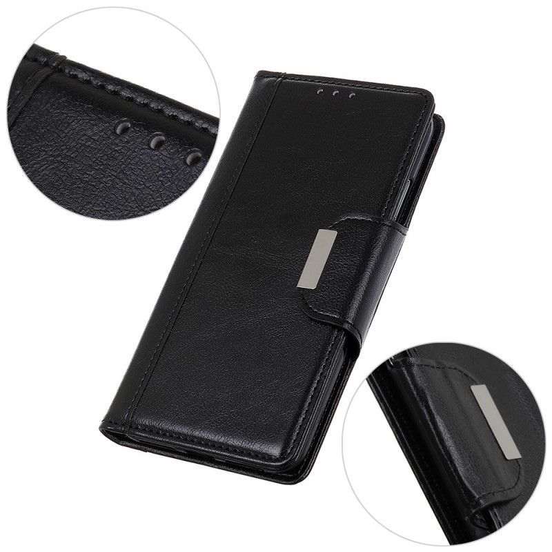 Κάλυμμα Folio OnePlus 9 Μαύρο Ματ Κούμπωμα Από Συνθετικό Δέρμα Από Ασήμι