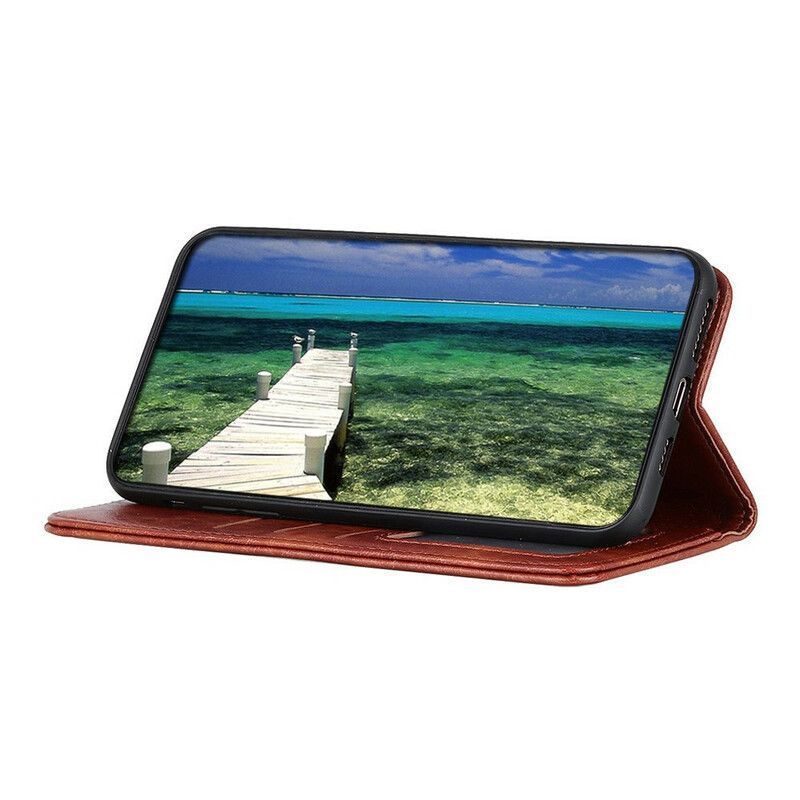 Κάλυμμα Folio OnePlus Nord 2 5G Μαύρο Ψεύτικο Δέρμα Με Υφή