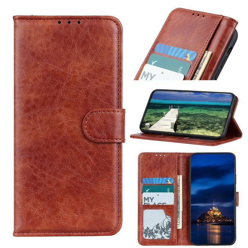Κάλυμμα Folio OnePlus Nord 2 5G Μαύρο Ψεύτικο Δέρμα Με Υφή