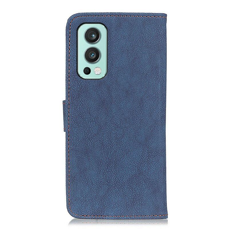 Κάλυμμα Folio OnePlus Nord 2 5G Μαύρο Ρετρό Σπαστό Ψεύτικο Δέρμα Khazneh