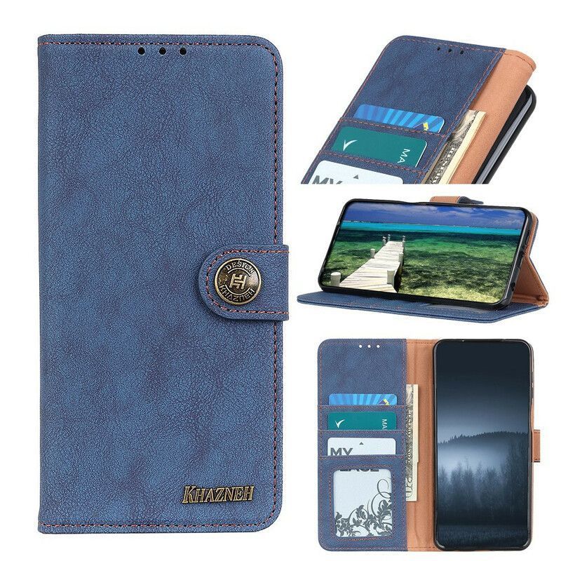 Κάλυμμα Folio OnePlus Nord 2 5G Μαύρο Ρετρό Σπαστό Ψεύτικο Δέρμα Khazneh