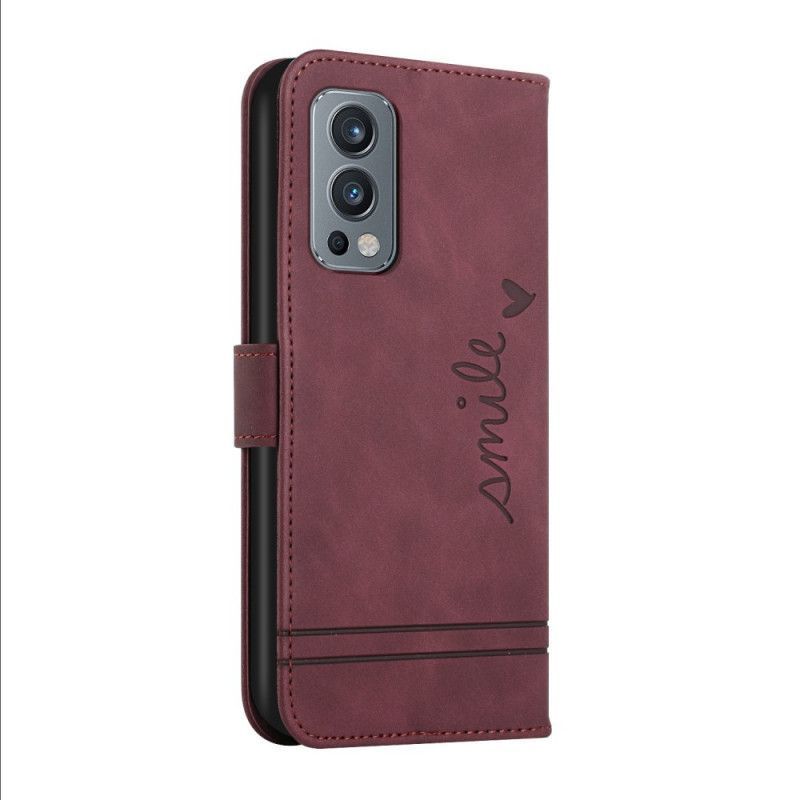 Κάλυμμα Folio OnePlus Nord 2 5G Μαύρο Χαμόγελο Με Κορδόνι