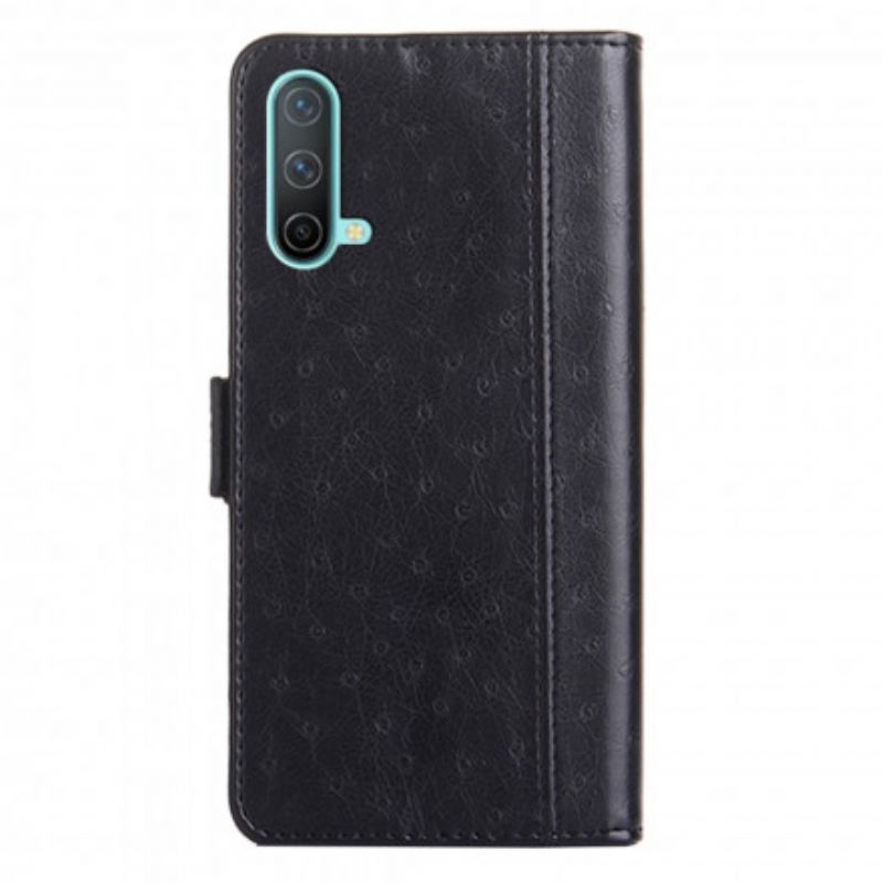 Κάλυμμα Folio OnePlus Nord CE 5G Μαύρο Δίχρωμη Υφή Δέρματος Στρουθοκαμήλου