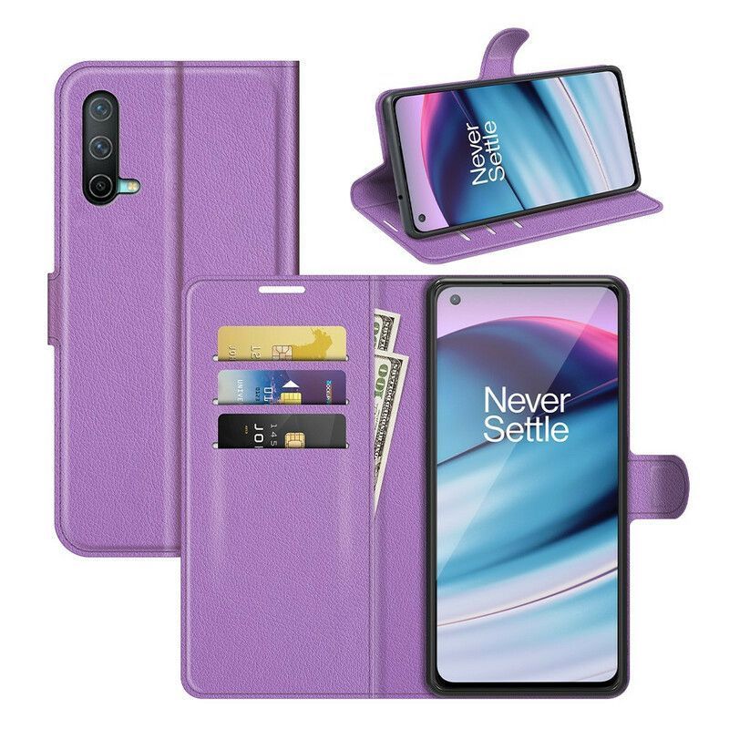 Κάλυμμα Folio OnePlus Nord CE 5G Μαύρο Κλασικό Εφέ Λίτσι