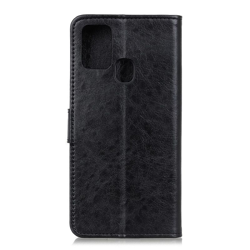 Κάλυμμα Folio OnePlus Nord N10 Μαύρο Ψεύτικο Δέρμα Με Υφή