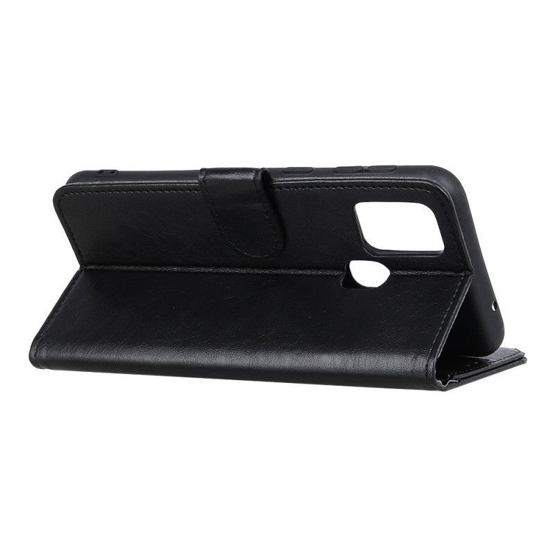 Κάλυμμα Folio OnePlus Nord N10 Μαύρο Ψεύτικο Δέρμα Με Υφή