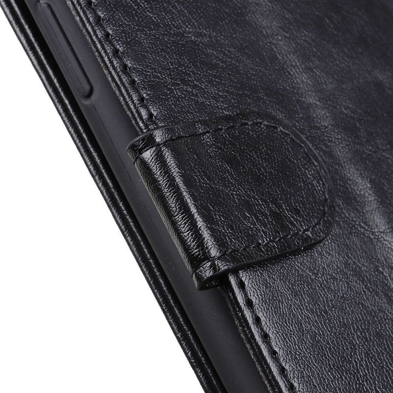 Κάλυμμα Folio OnePlus Nord N10 Μαύρο Ψεύτικο Δέρμα Με Υφή