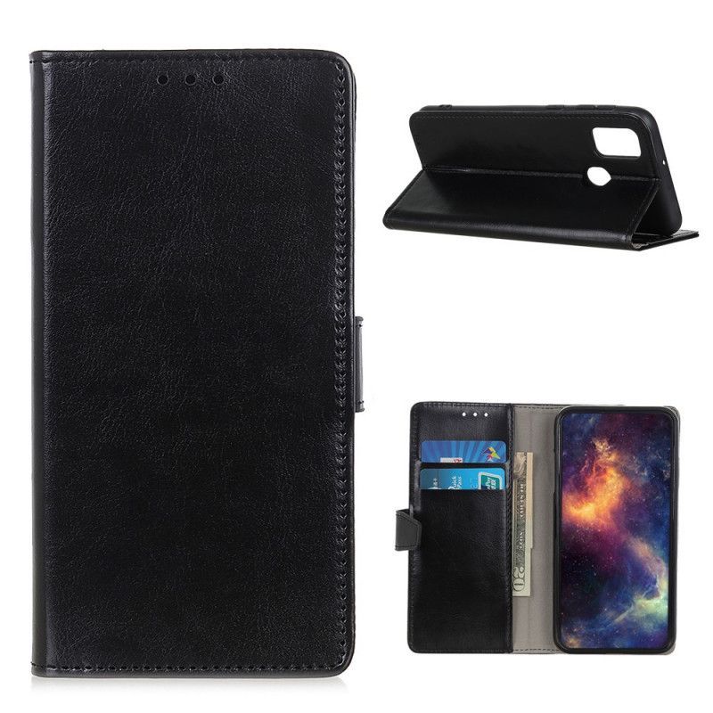 Κάλυμμα Folio OnePlus Nord N100 Μαύρο Απλό Γυαλιστερό Δερμάτινο Εφέ