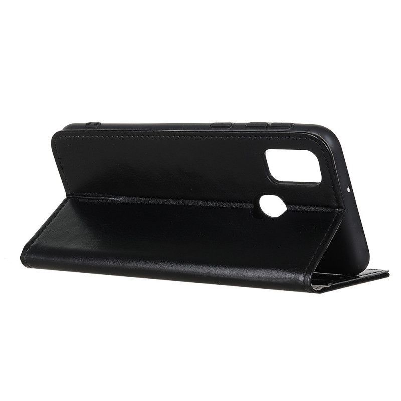 Κάλυμμα Folio OnePlus Nord N100 Μαύρο Απλό Γυαλιστερό Δερμάτινο Εφέ