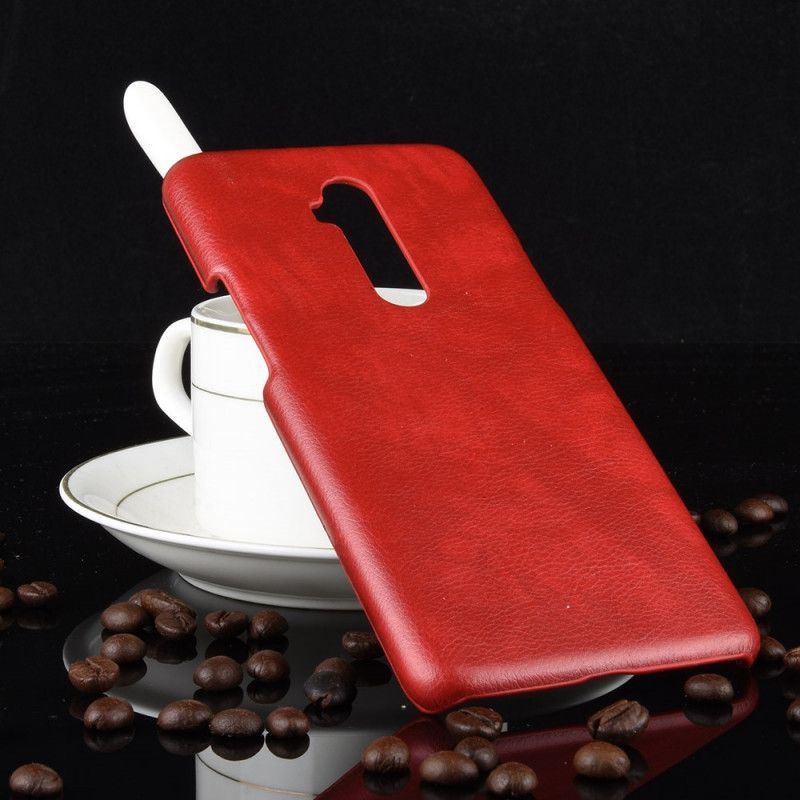 Κάλυμμα OnePlus 7T Pro Μαύρο Εφέ Δέρματος Λίτσι