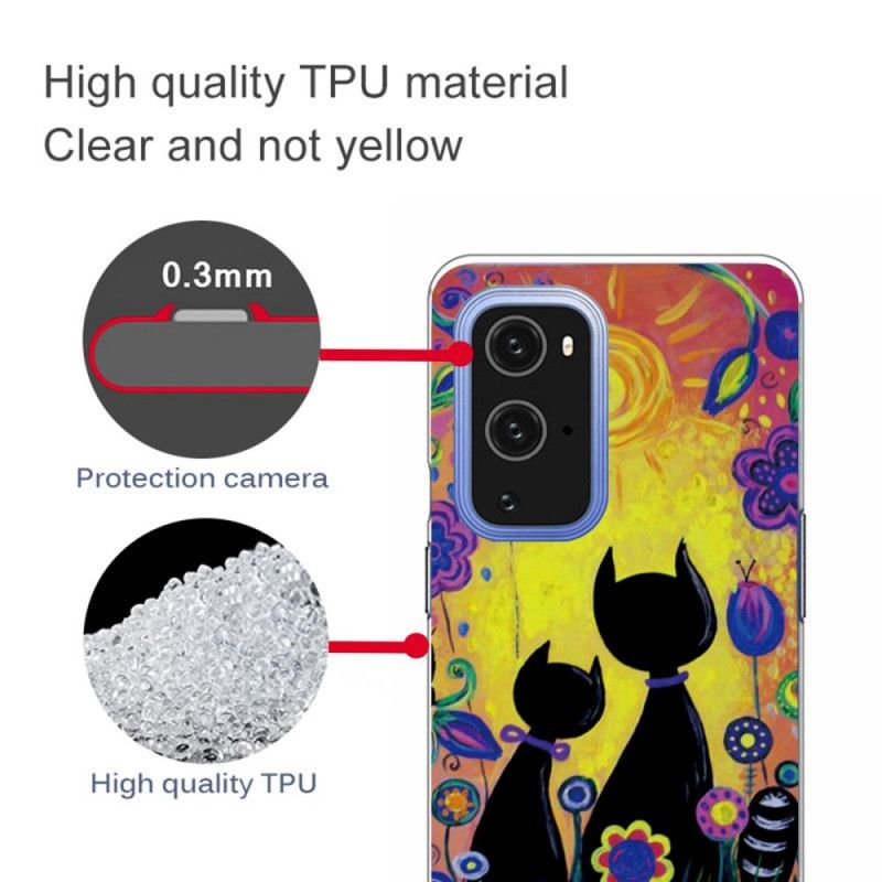 Κάλυμμα OnePlus 9 Μαύρο Γάτα Κινουμένων Σχεδίων